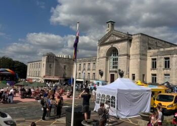 Southampton Pride takes over Southampton Council Buildings for Celebration weekend with LGBTQIA+ Flag painted on Bargate